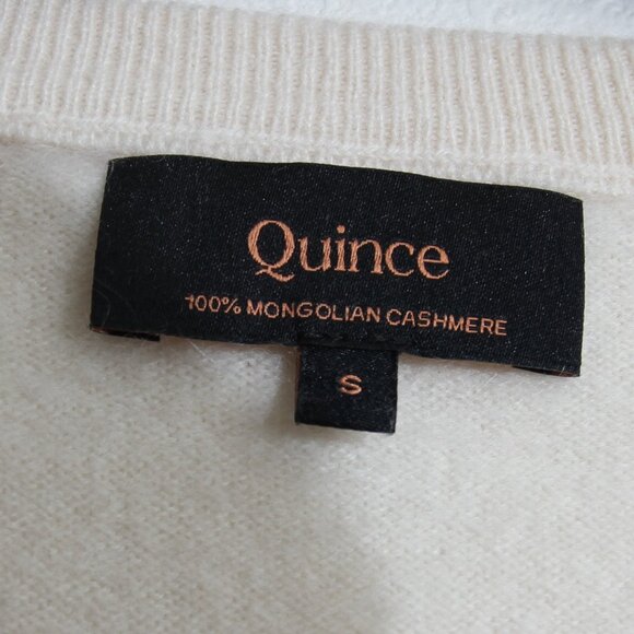 Quince 100% Mongolian Cashmere Crewneck Sweater Ivory Long Sleeve Size Small - Picture 13 of 13